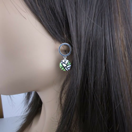 Puces d’oreilles Pop Art en Émail sur cuivre - Vert | EMPREINTES Paris - EMPREINTES Paris