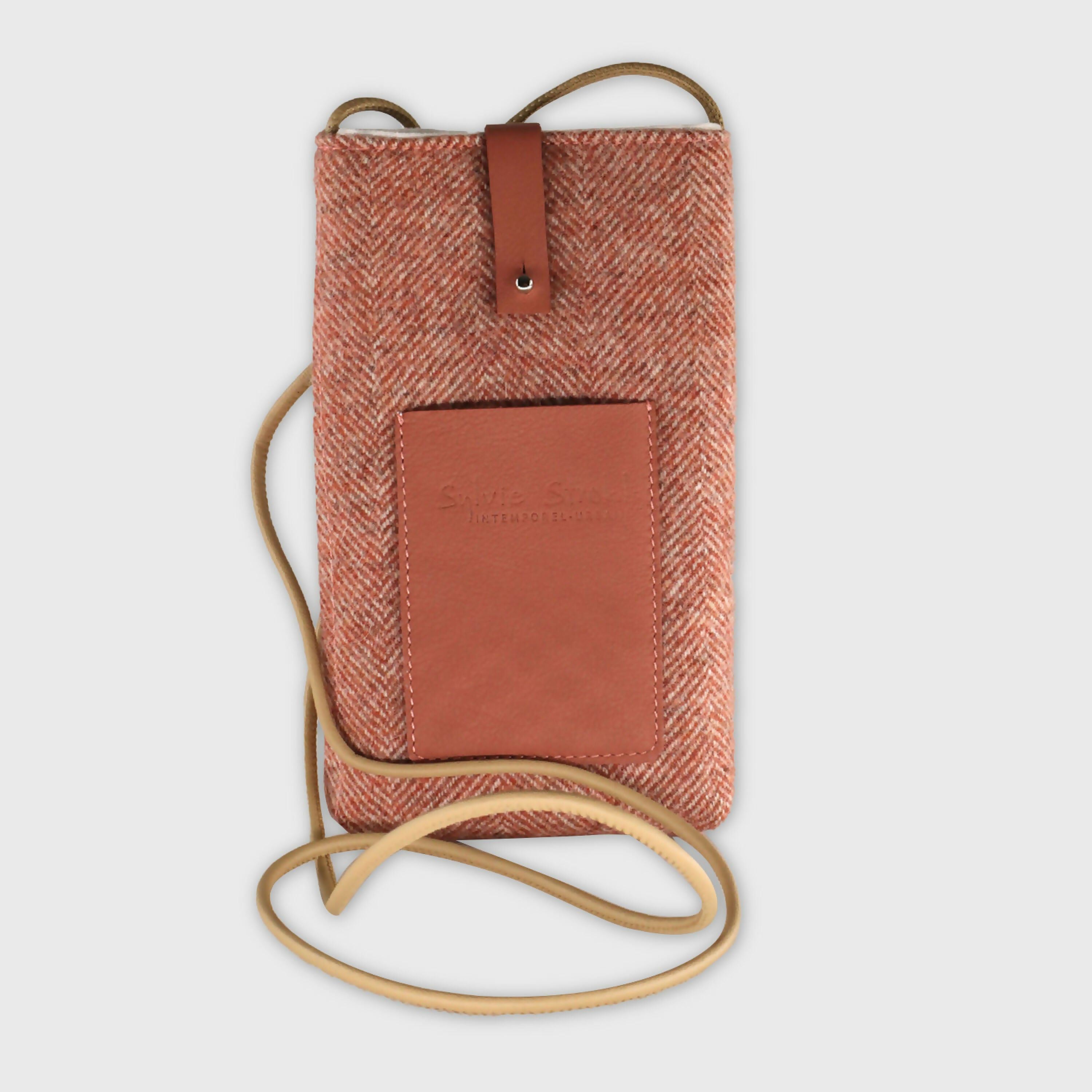 saccoche_telephone_et_cb_en_tweed_terre_de_sienne_sylvie_strohl copie | EMPREINTES Paris