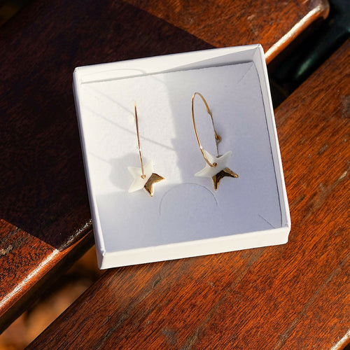 Créoles Etoiles en porcelaine et or | EMPREINTES Paris - EMPREINTES Paris