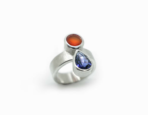 Bague Cairn Argent, Cornaline et Cordierite | EMPREINTES Paris - EMPREINTES Paris