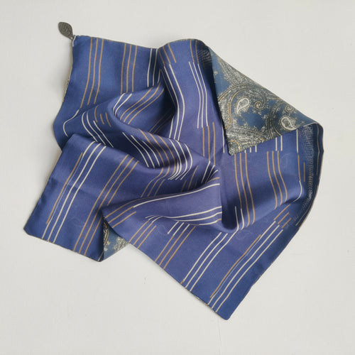 Pochette soie homme - cachemire stripe marine | EMPREINTES Paris - EMPREINTES Paris