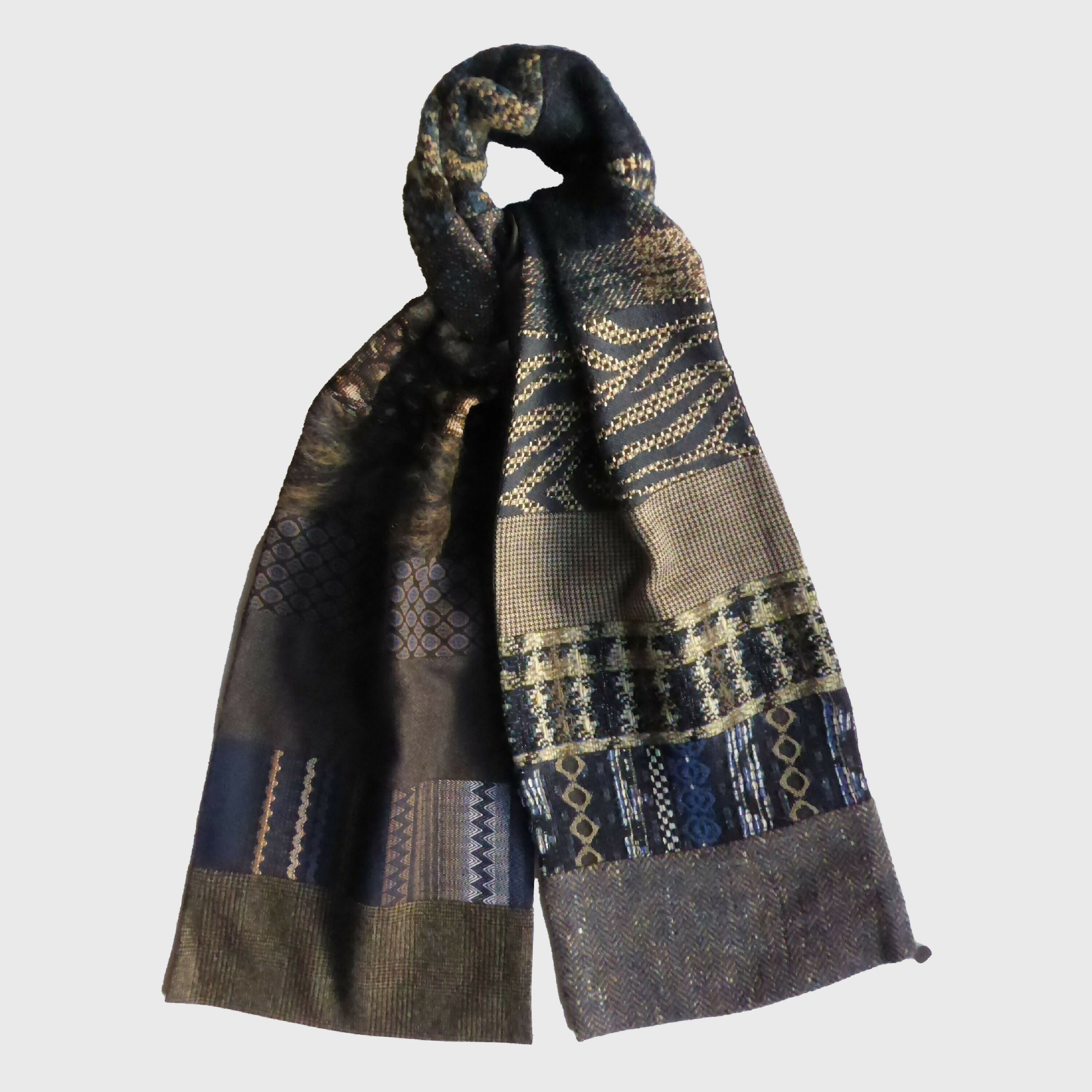 Écharpe hivernale homme- bleu brun taupe | EMPREINTES Paris