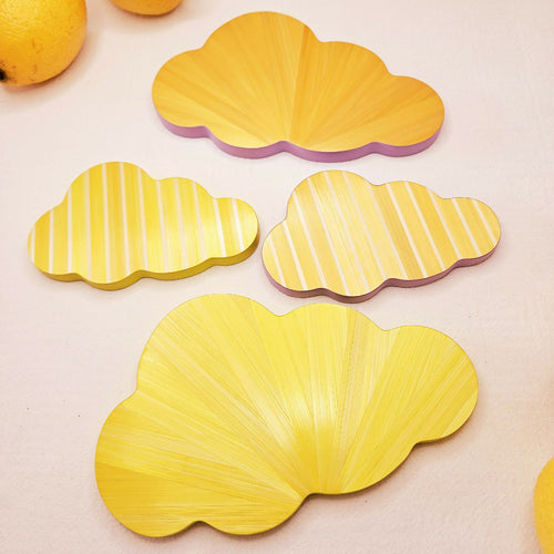 Série Mini Pop - Nuage rayures jaune et blanc | EMPREINTES Paris - EMPREINTES Paris