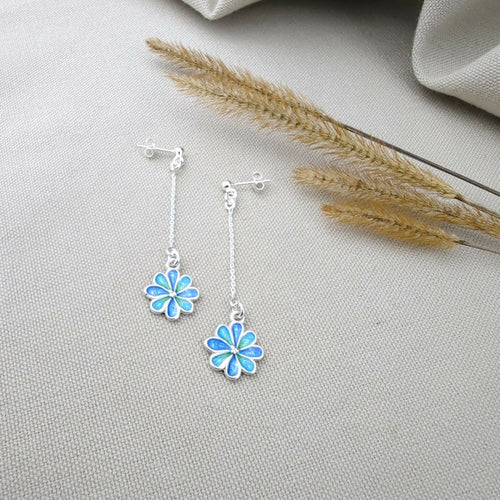 Boucles d'oreilles Marguerite en émail champlevé sur argent | EMPREINTES Paris - EMPREINTES Paris