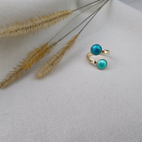 Bague 2 perles d'émail sur argent plaqué or | EMPREINTES Paris - EMPREINTES Paris
