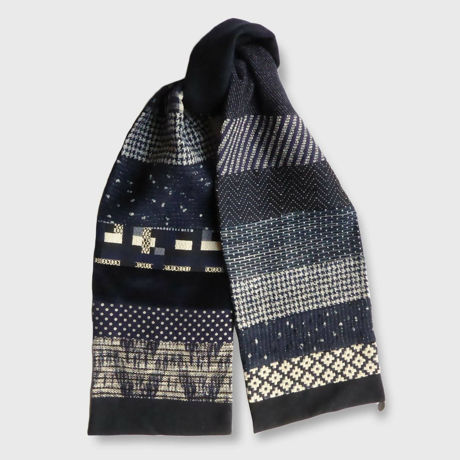 Écharpe hivernale homme- marine blanc | EMPREINTES Paris