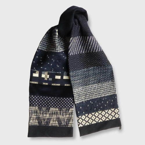 Écharpe hivernale homme- marine blanc | EMPREINTES Paris - EMPREINTES Paris