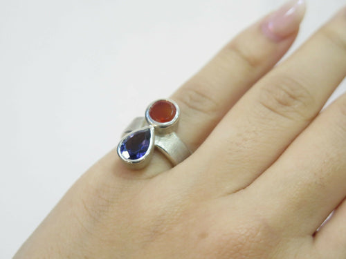 Bague Cairn Argent, Cornaline et Cordierite | EMPREINTES Paris - EMPREINTES Paris