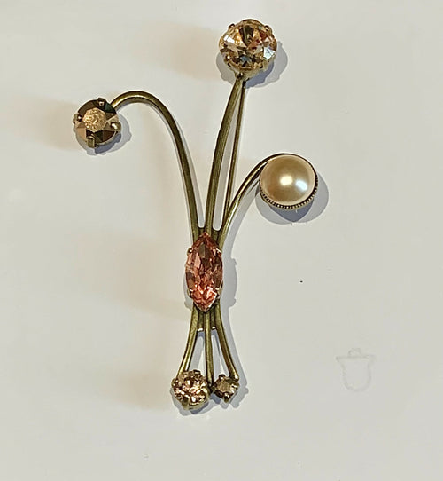 Broche Trois branches rose orangé | EMPREINTES Paris - EMPREINTES Paris