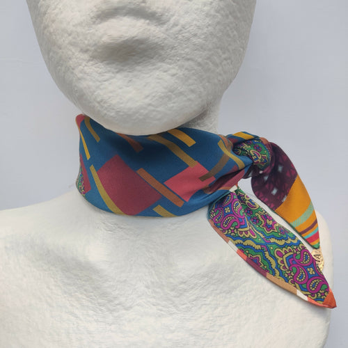 Foulard pointe soie- mosaïque stripe blue | EMPREINTES Paris - EMPREINTES Paris