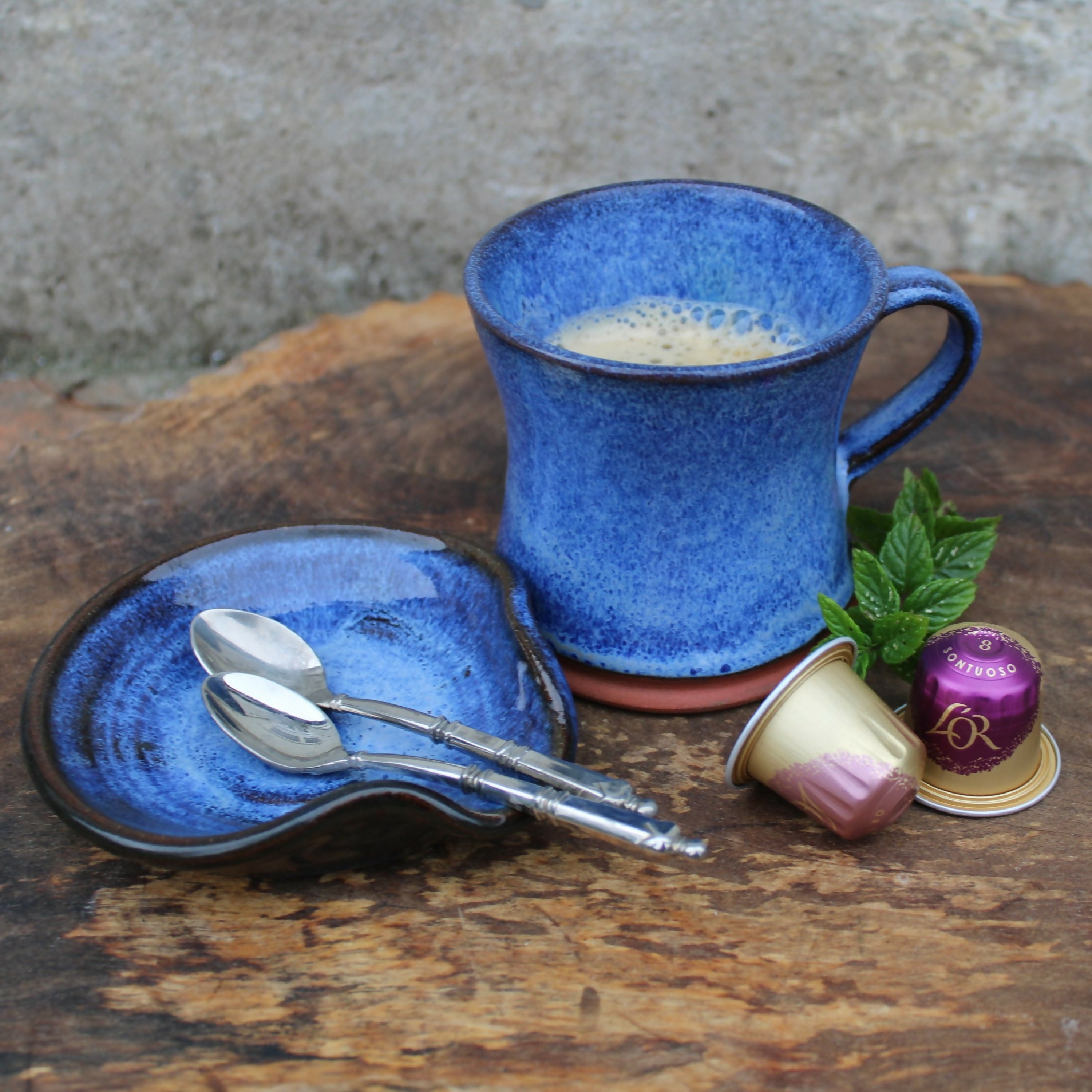 Mug expresso en grès avec email bleu | EMPREINTES Paris