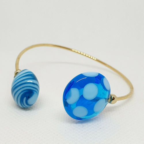 Bracelet jonc doré en verre bleu | EMPREINTES Paris - EMPREINTES Paris