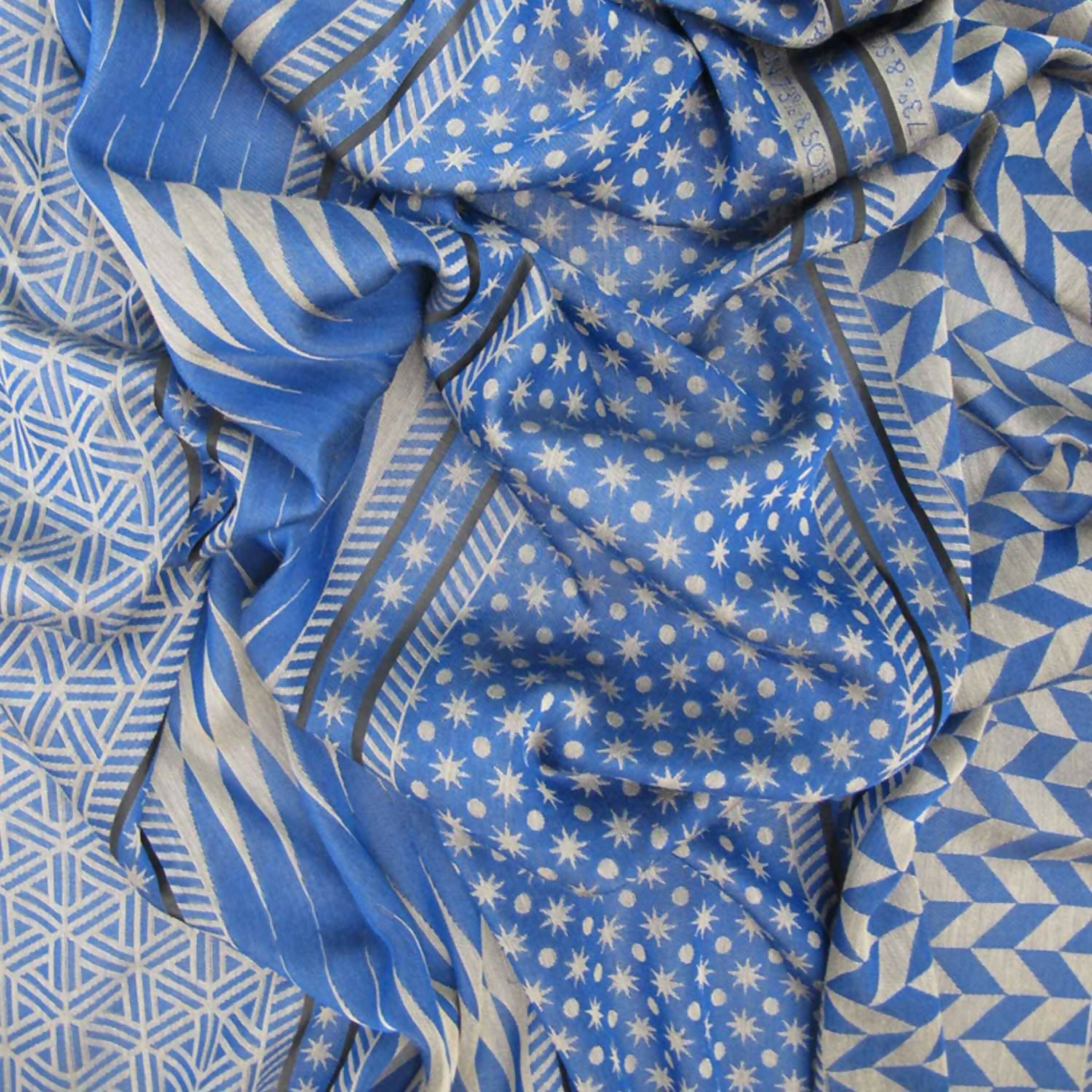 Écharpe Maxi Coton Soie Bleu Sable PLANETARIUM | EMPREINTES Paris