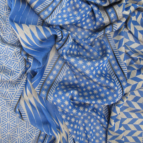 Écharpe Maxi Coton Soie Bleu Sable PLANETARIUM | EMPREINTES Paris - EMPREINTES Paris