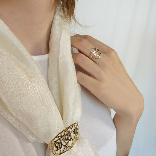 Bague plaqué or ajourée Bouton de rose | EMPREINTES Paris - EMPREINTES Paris