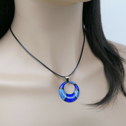 Pendentif Couleurs de Feux en émail sur cuivre bleus | EMPREINTES Paris - EMPREINTES Paris