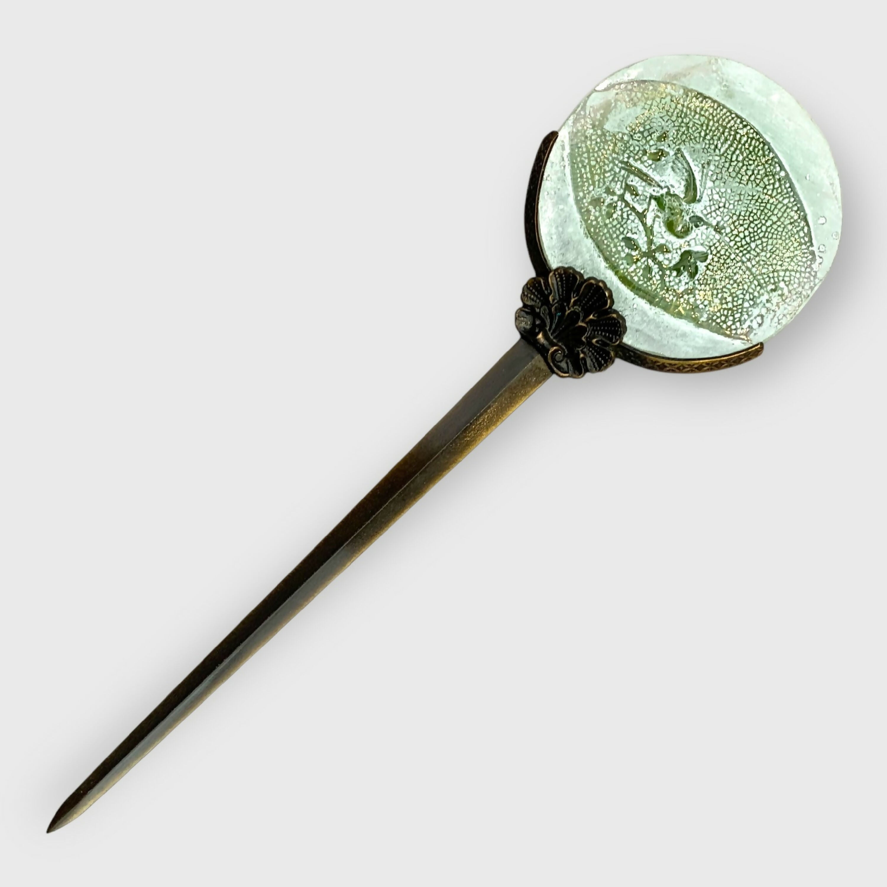 oiseau, vert, feuillage, branche, arbre, nature, romantique, cadeau de bureau, cadeau homme, accessoires bureau, coupe papier, ouvre-lettres | EMPREINTES Paris