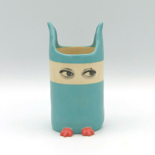 Vase Espionne bleu à bandeau, petit modèle | EMPREINTES Paris - EMPREINTES Paris