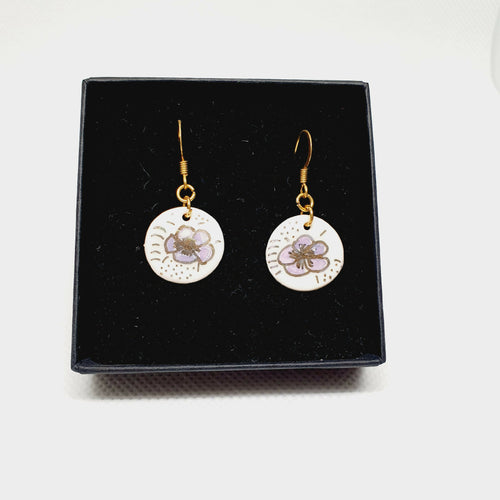 Boucles d'oreilles rondes en porcelaine motif fleurs | EMPREINTES Paris - EMPREINTES Paris