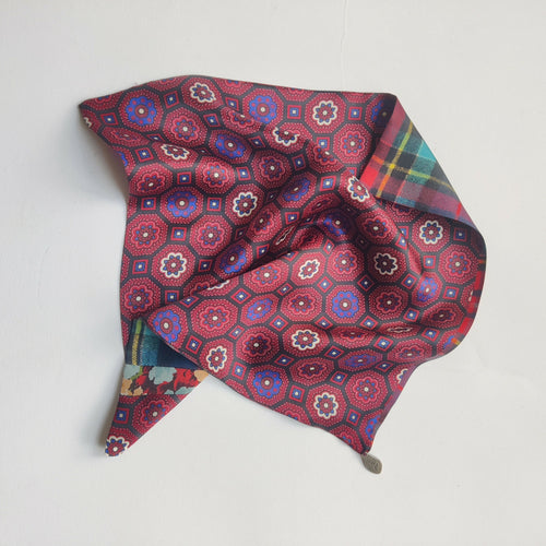 Pochette soie homme - check mosaiquerouge | EMPREINTES Paris - EMPREINTES Paris