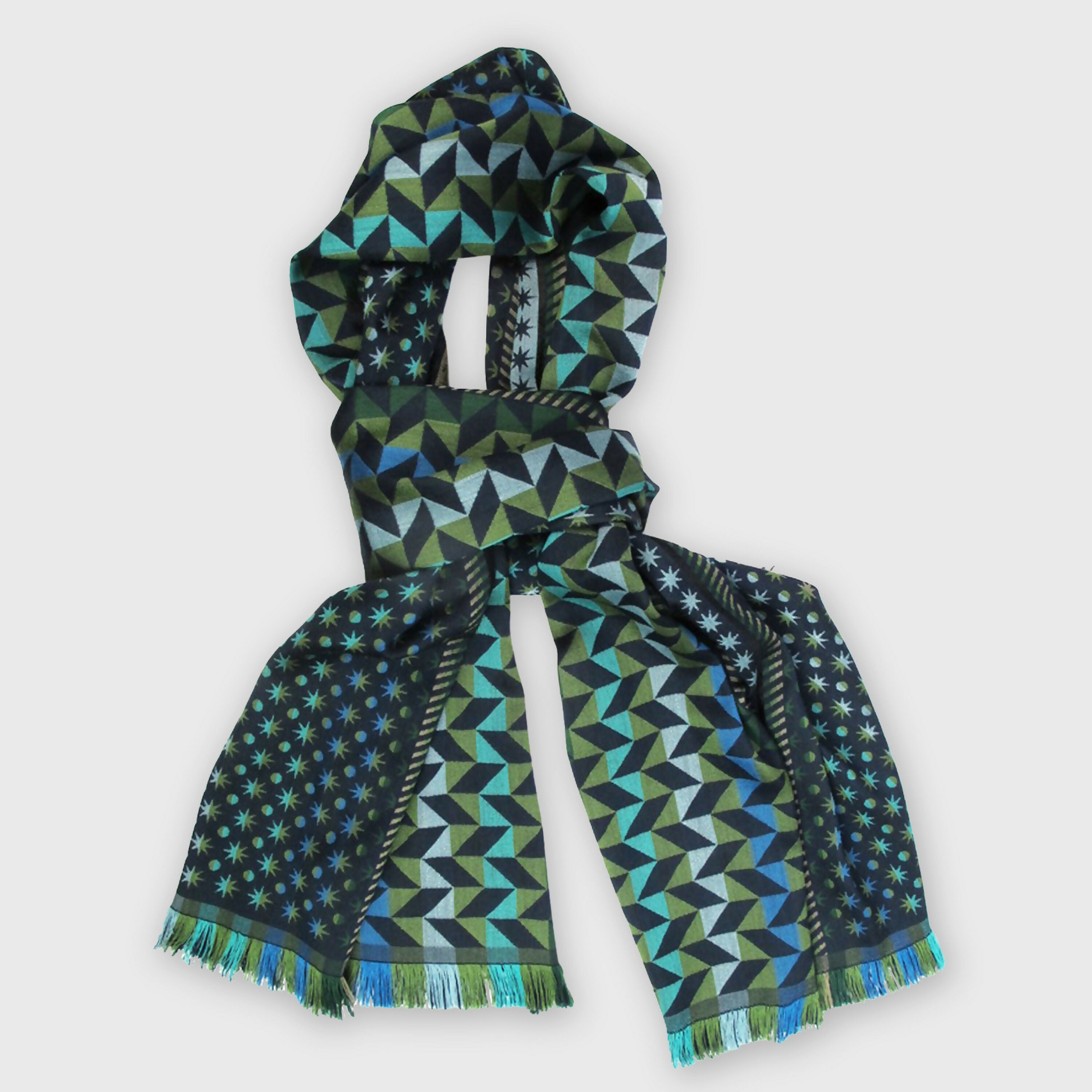 echarpe_midi_laine_soie_multico_marine_comete_etoile_sophie_guyot_soieries copie | EMPREINTES Paris