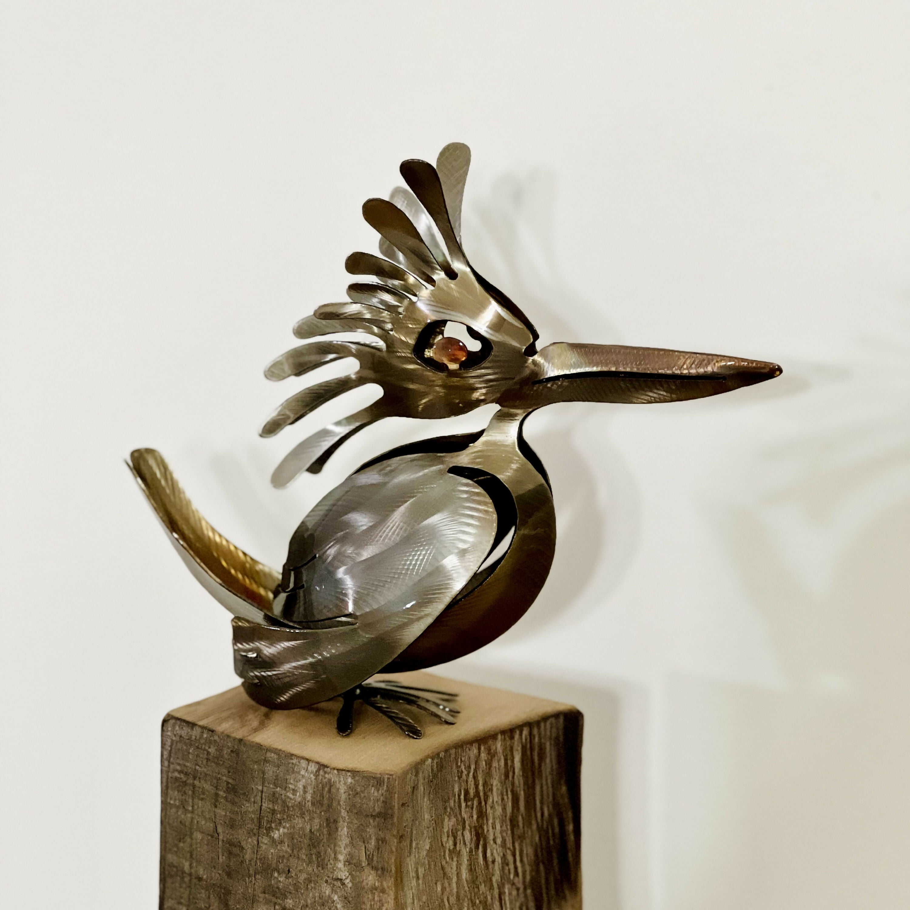 Sculpture Martin Pêcheur à crête - Crested KINGFISHER - ryba copie | EMPREINTES Paris