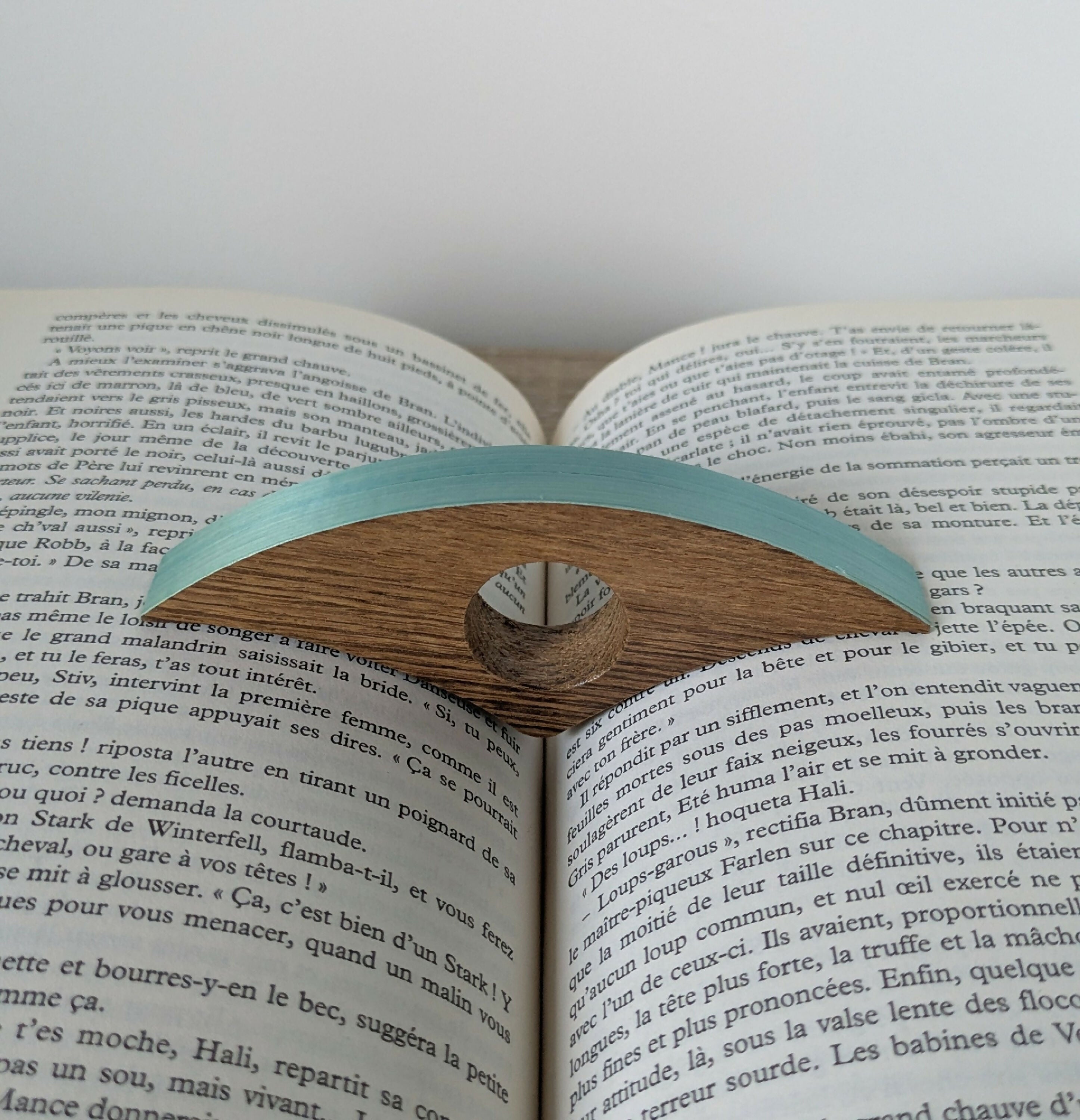Bague de lecture avec Marqueterie de Paille Turquoise | EMPREINTES Paris