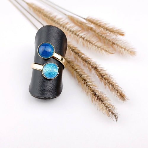 Bague 2 perles d'émail sur argent plaqué or | EMPREINTES Paris - EMPREINTES Paris