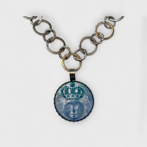 Collier tête couronnée bleue | EMPREINTES Paris - EMPREINTES Paris
