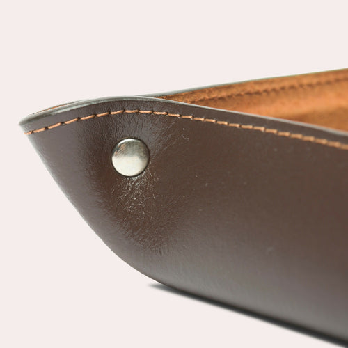 Vide-poche carré en cuir chocolat | EMPREINTES Paris - EMPREINTES Paris