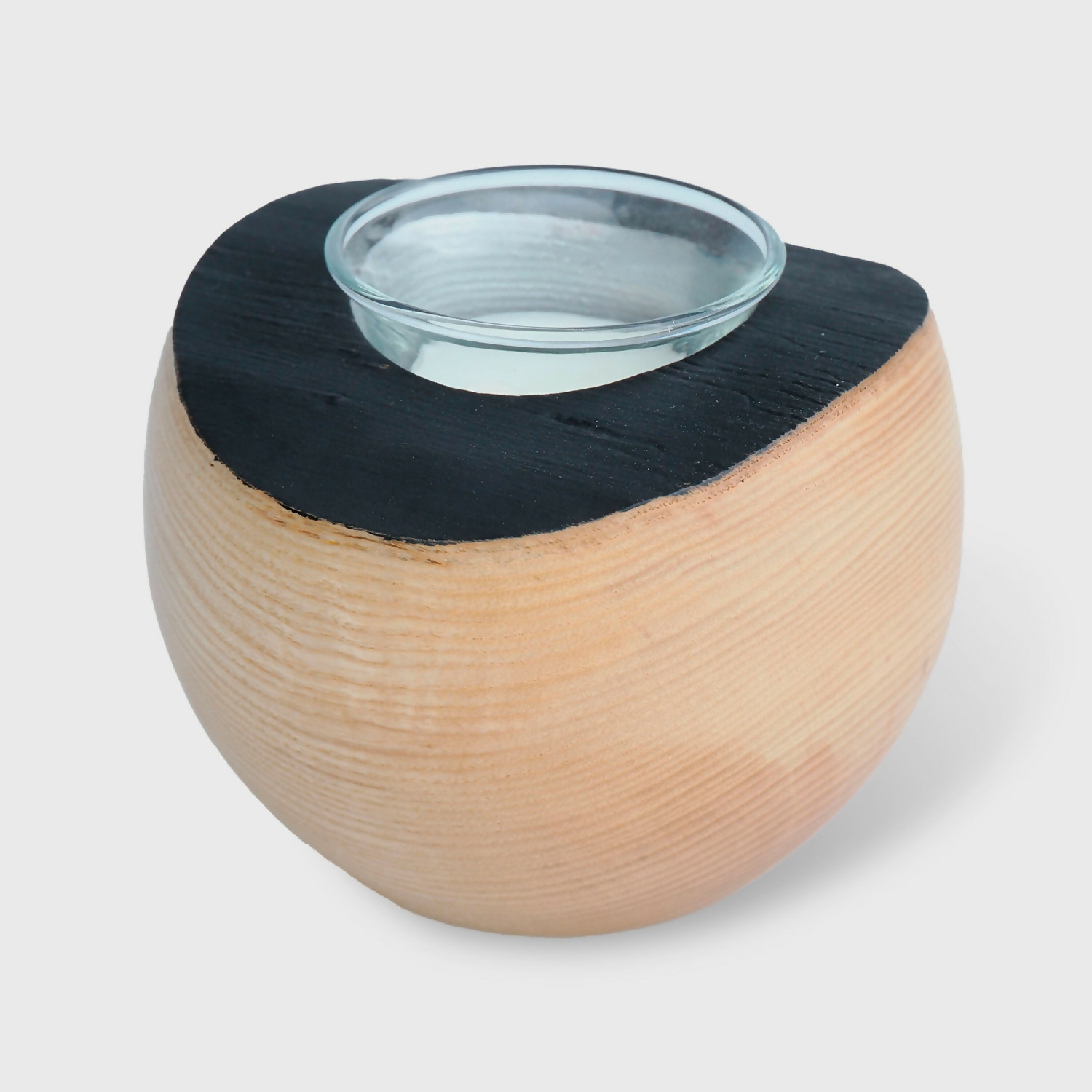 Bougeoir en frêne noir et argent à bord naturel | EMPREINTES Paris