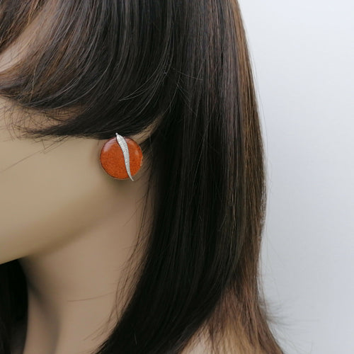 Puces d'oreilles Plume d'Argent en émail sur cuivre | EMPREINTES Paris - EMPREINTES Paris