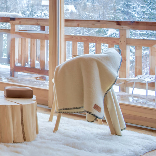 Plaid Haute Laine Naturelle finition orange | EMPREINTES Paris - EMPREINTES Paris