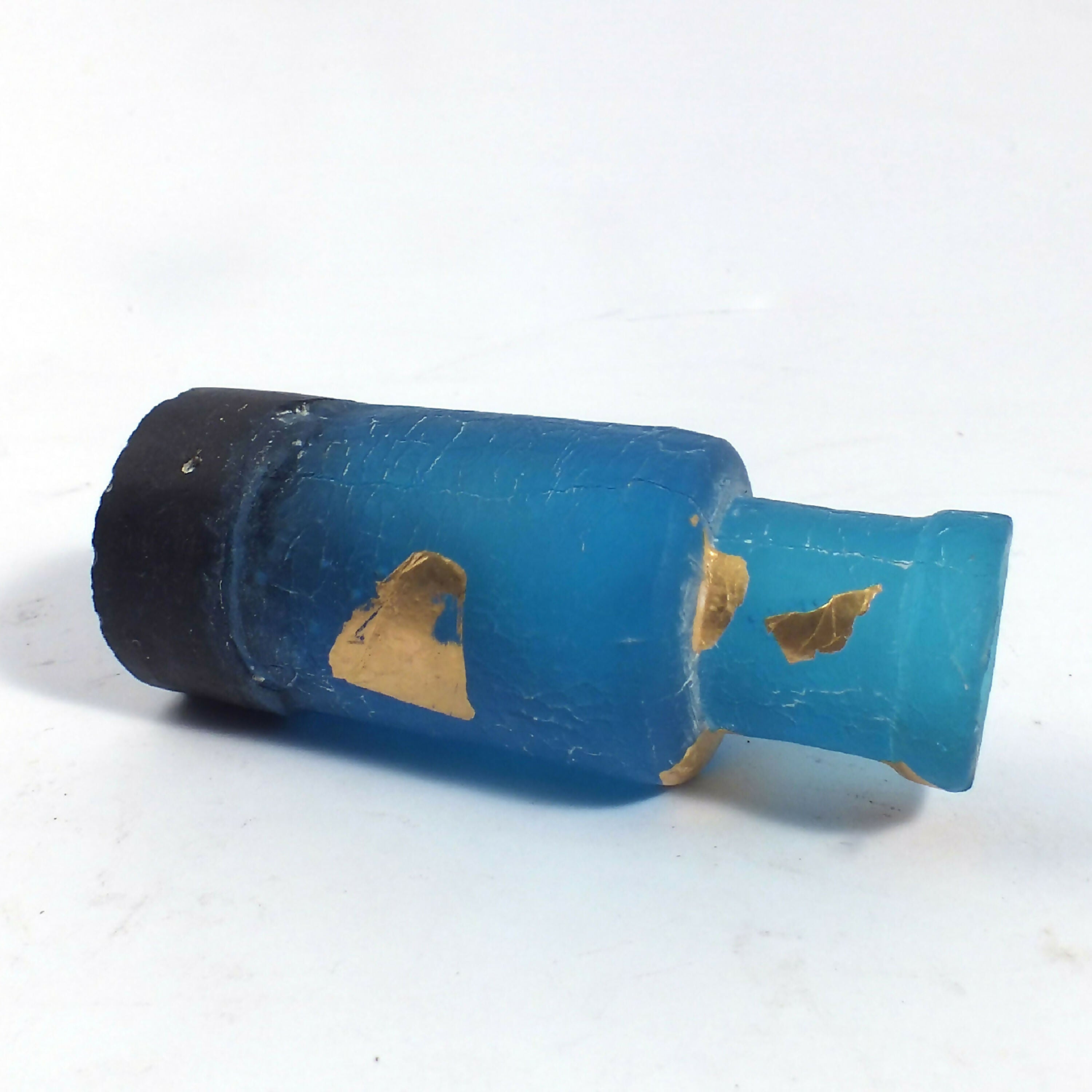 Petit Flacon bleu et noir à décor abstrait avec paillons d