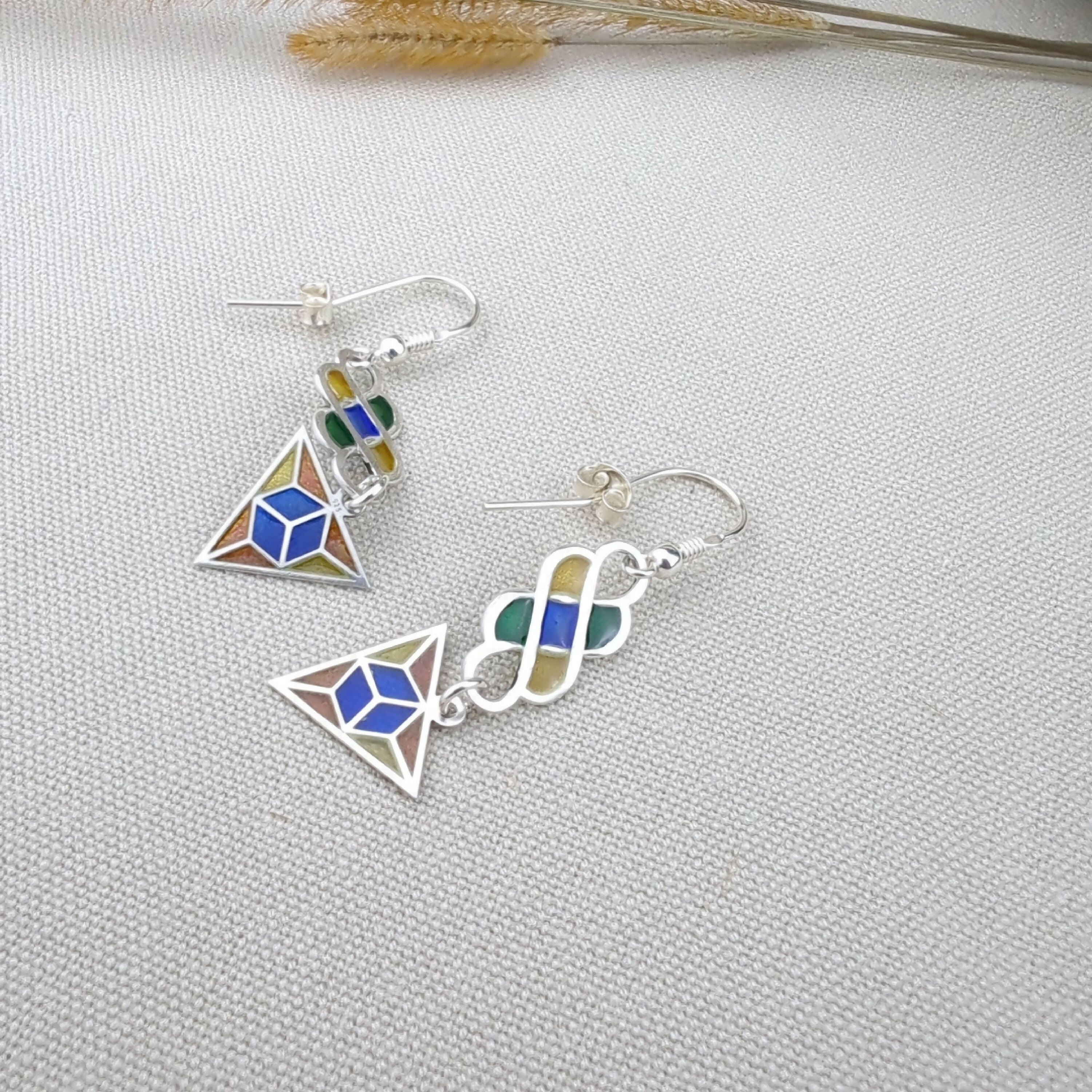 Boucles d’oreilles Rock métal– Émail Plique-à-jour sur Argent | EMPREINTES Paris