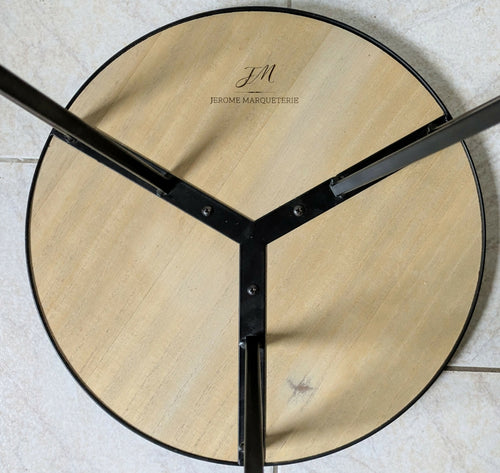 Table d'appoint pieds métal et plateaux avec marqueterie de Paille dorée | EMPREINTES Paris - EMPREINTES Paris