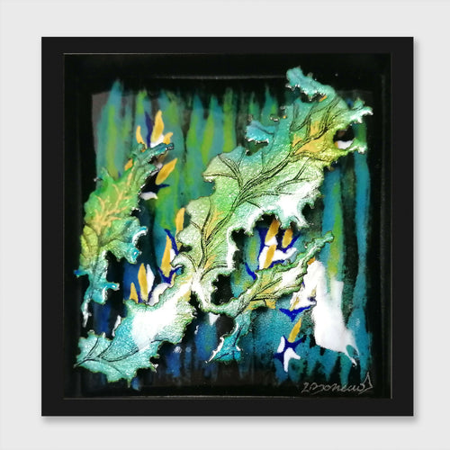 Vague d'Optimisme - Tableau en émail 3D sur cuivre et feuille d'argent | EMPREINTES Paris - EMPREINTES Paris