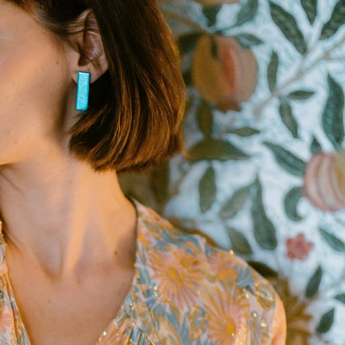Boucles d'oreilles DISCO Iris cyan | EMPREINTES Paris - EMPREINTES Paris