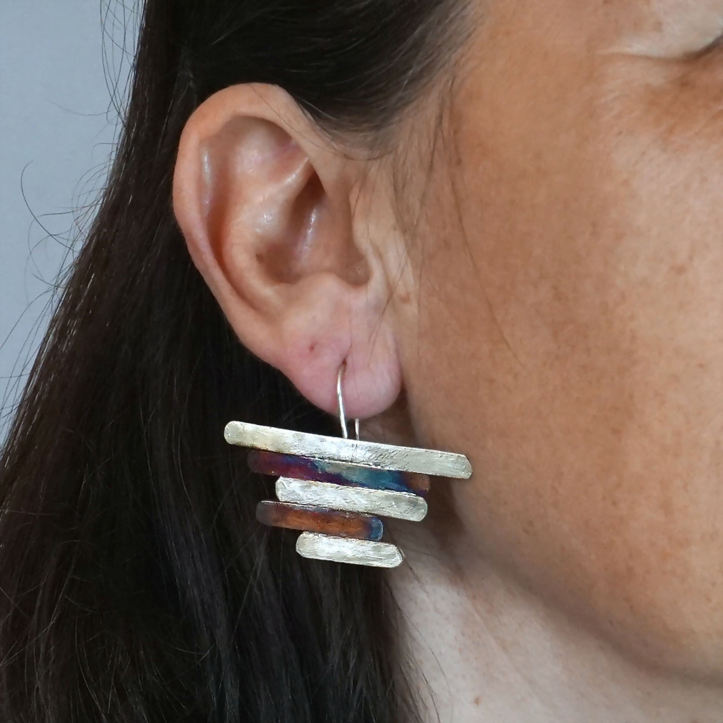 Boucles d’oreilles en Argent et Bronze 69 | EMPREINTES Paris | EMPREINTES Paris