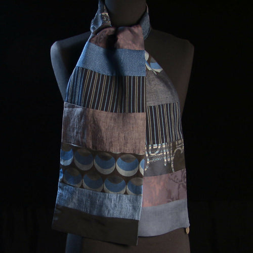 Écharpe intemporelle homme bleu - brun | EMPREINTES Paris - EMPREINTES Paris