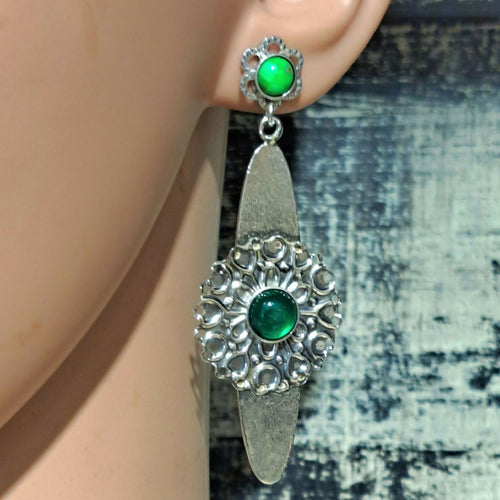 Boucles d oreilles argent agate verte | EMPREINTES Paris - EMPREINTES Paris