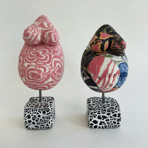 Sculpture femme enceinte nériage porcelaine blanc et rose 2 | EMPREINTES Paris - EMPREINTES Paris