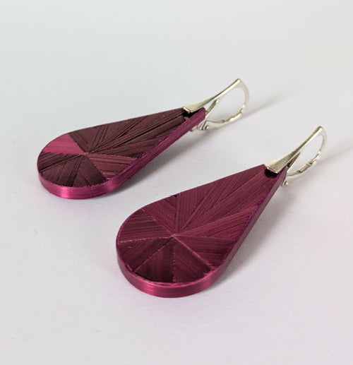 Boucles d'oreilles Gouttes avec marqueterie de paille Bordeaux - crochets argent | EMPREINTES Paris - EMPREINTES Paris
