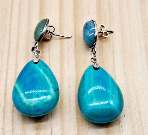 Boucles d'oreilles turquoises de Chine | EMPREINTES Paris - EMPREINTES Paris