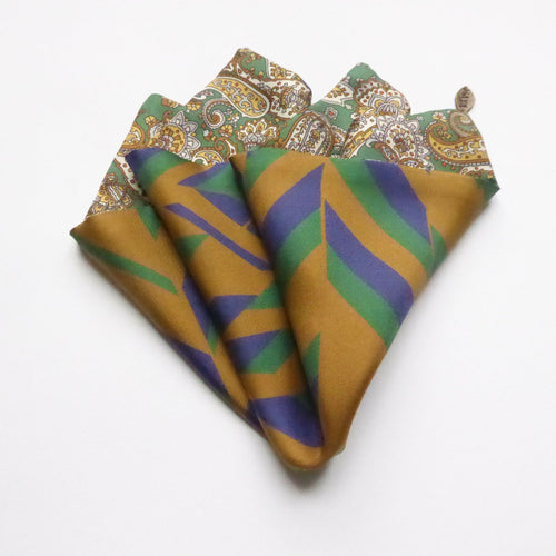 Pochette soie homme - cachemire geometrique vert | EMPREINTES Paris - EMPREINTES Paris