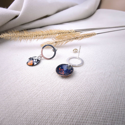 Puces d’oreilles Pop Art en Émail sur cuivre - Orange | EMPREINTES Paris - EMPREINTES Paris