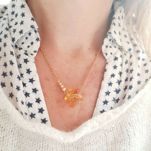 Collier petite étoile filante en verre de Murano doré | EMPREINTES Paris - EMPREINTES Paris