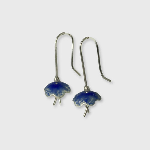 Boucles d'oreilles en argent fin émaillé - Bleu électrique | EMPREINTES Paris - EMPREINTES Paris