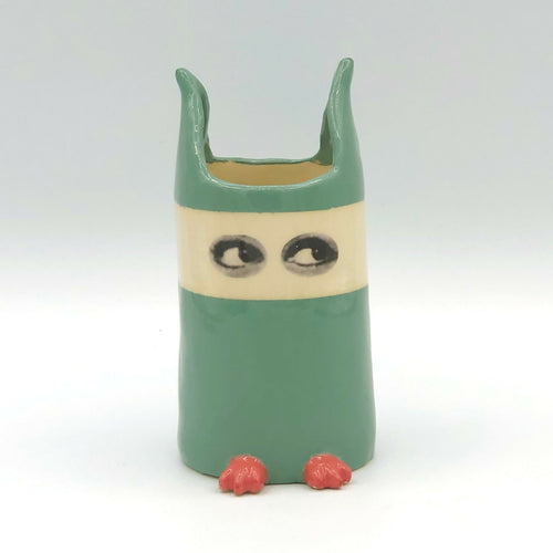 Vase Espionne vert mousse à bandeau, petit modèle | EMPREINTES Paris - EMPREINTES Paris