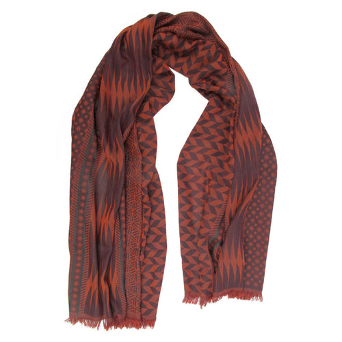 Écharpe Maxi Coton Soie Bourgogne Orange PLANETARIUM | EMPREINTES Paris - EMPREINTES Paris